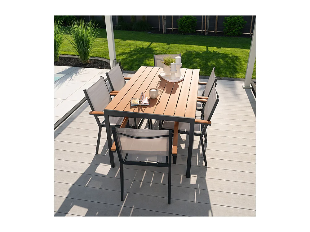 HOME DELUXE CANTOS SEDIA salon de jardin 150 x 90 cm - comprenant 6 chaises, meubles de salon, table en aluminium, table de balcon |