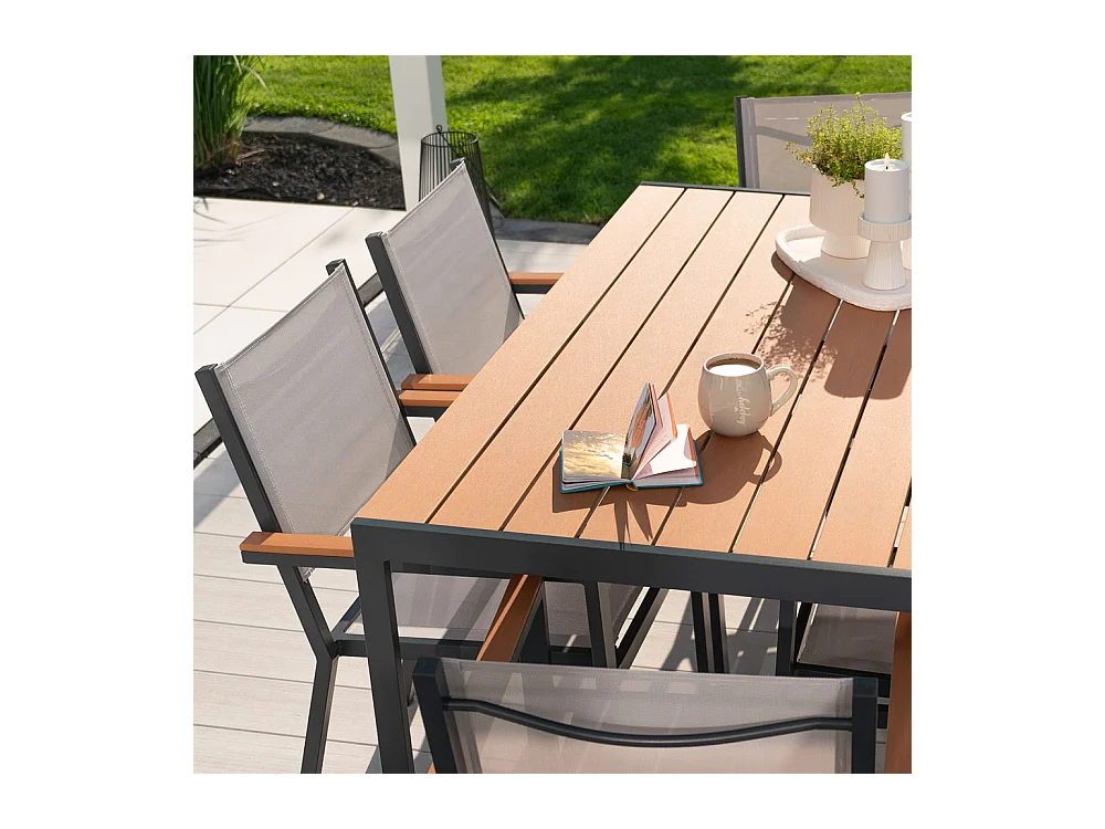 HOME DELUXE CANTOS SEDIA salon de jardin 150 x 90 cm - comprenant 6 chaises, meubles de salon, table en aluminium, table de balcon |