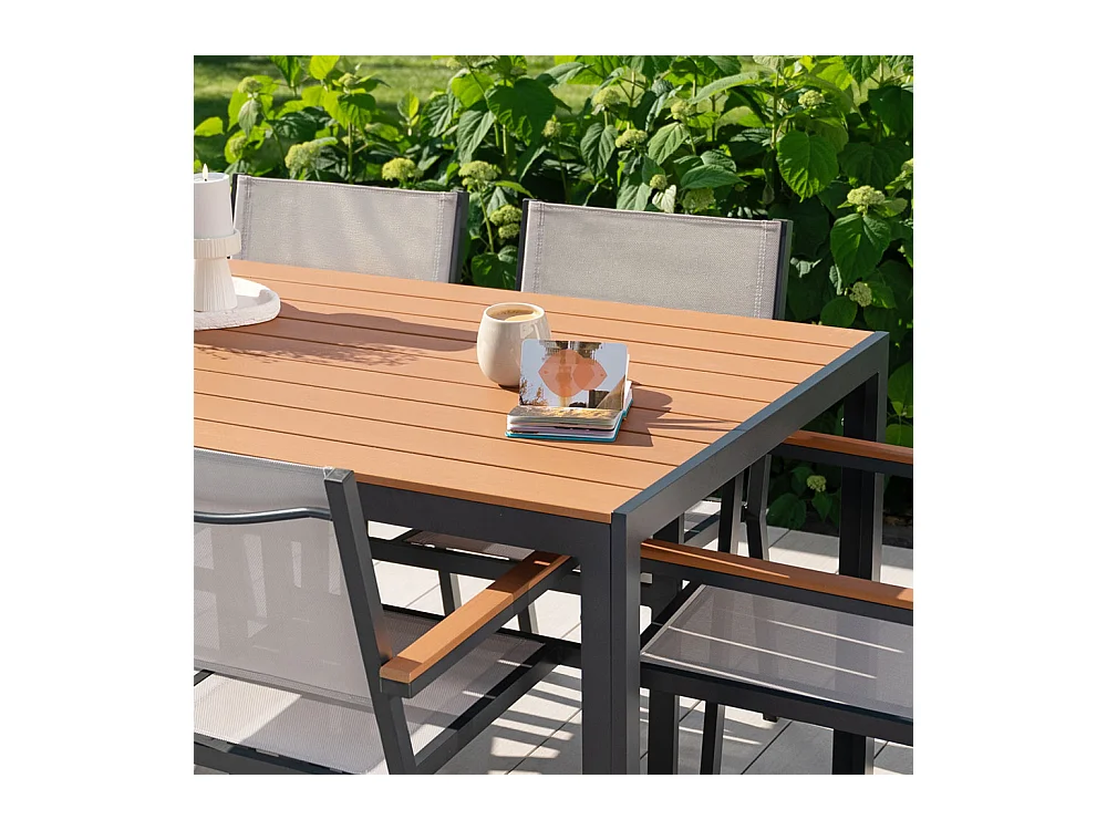 HOME DELUXE CANTOS SEDIA salon de jardin 150 x 90 cm - comprenant 6 chaises, meubles de salon, table en aluminium, table de balcon |