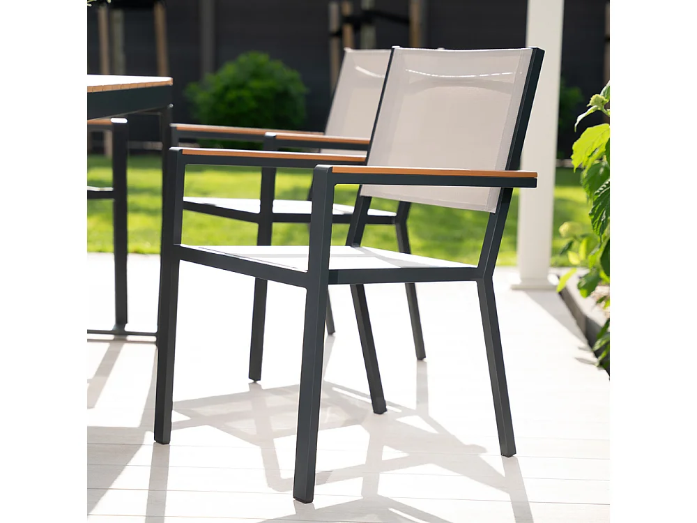 HOME DELUXE CANTOS SEDIA salon de jardin 150 x 90 cm - comprenant 6 chaises, meubles de salon, table en aluminium, table de balcon |