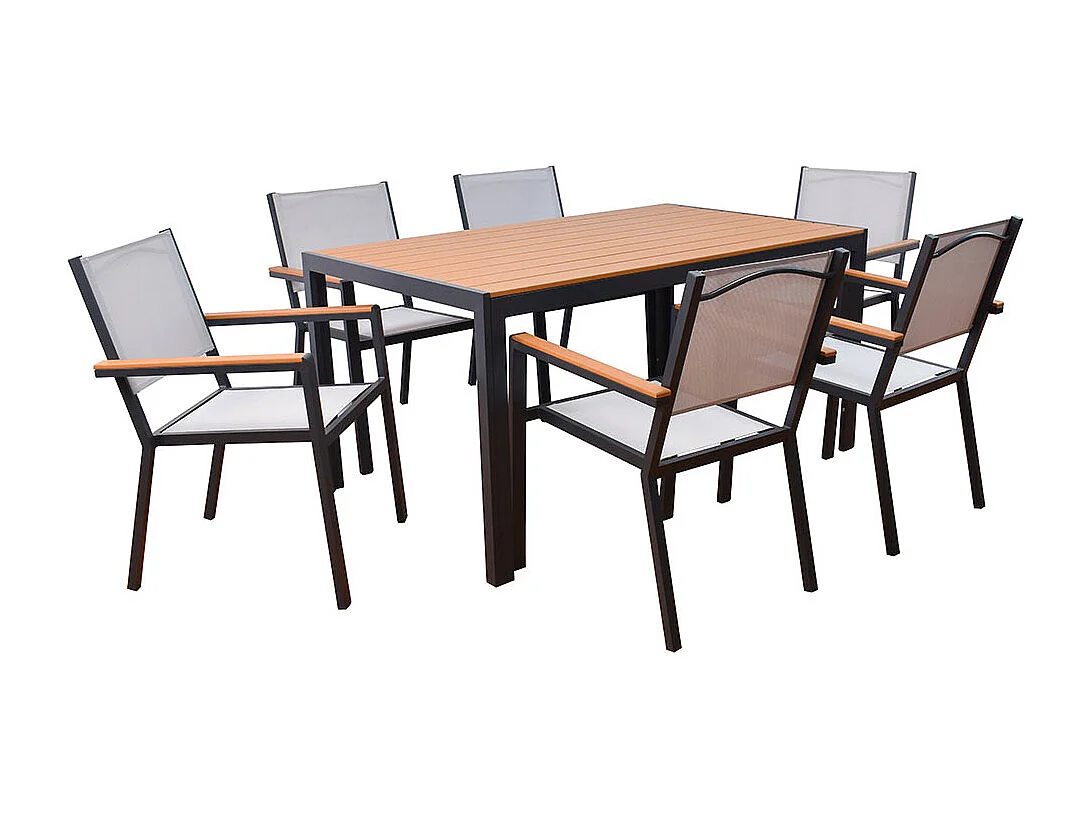 HOME DELUXE CANTOS SEDIA salon de jardin 150 x 90 cm - comprenant 6 chaises, meubles de salon, table en aluminium, table de balcon |