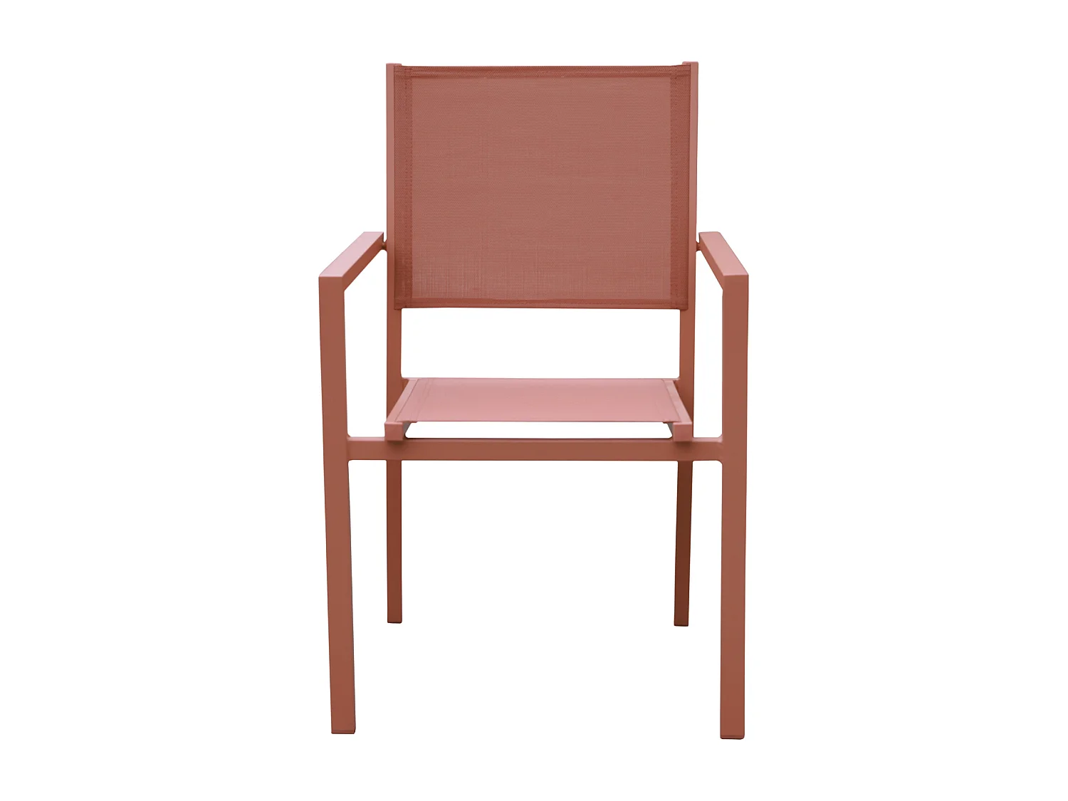 Salon de jardin en teck JAVA avec chaises en aluminium terracotta - 8 places - HAPPY GARDEN