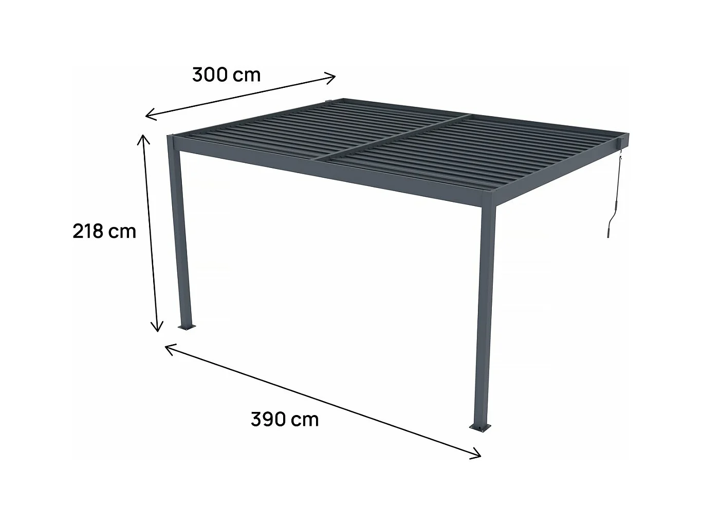 Anlehn-Pergola "Windsor" aus Aluminium - Anthrazitgrau - 3 x 4 M