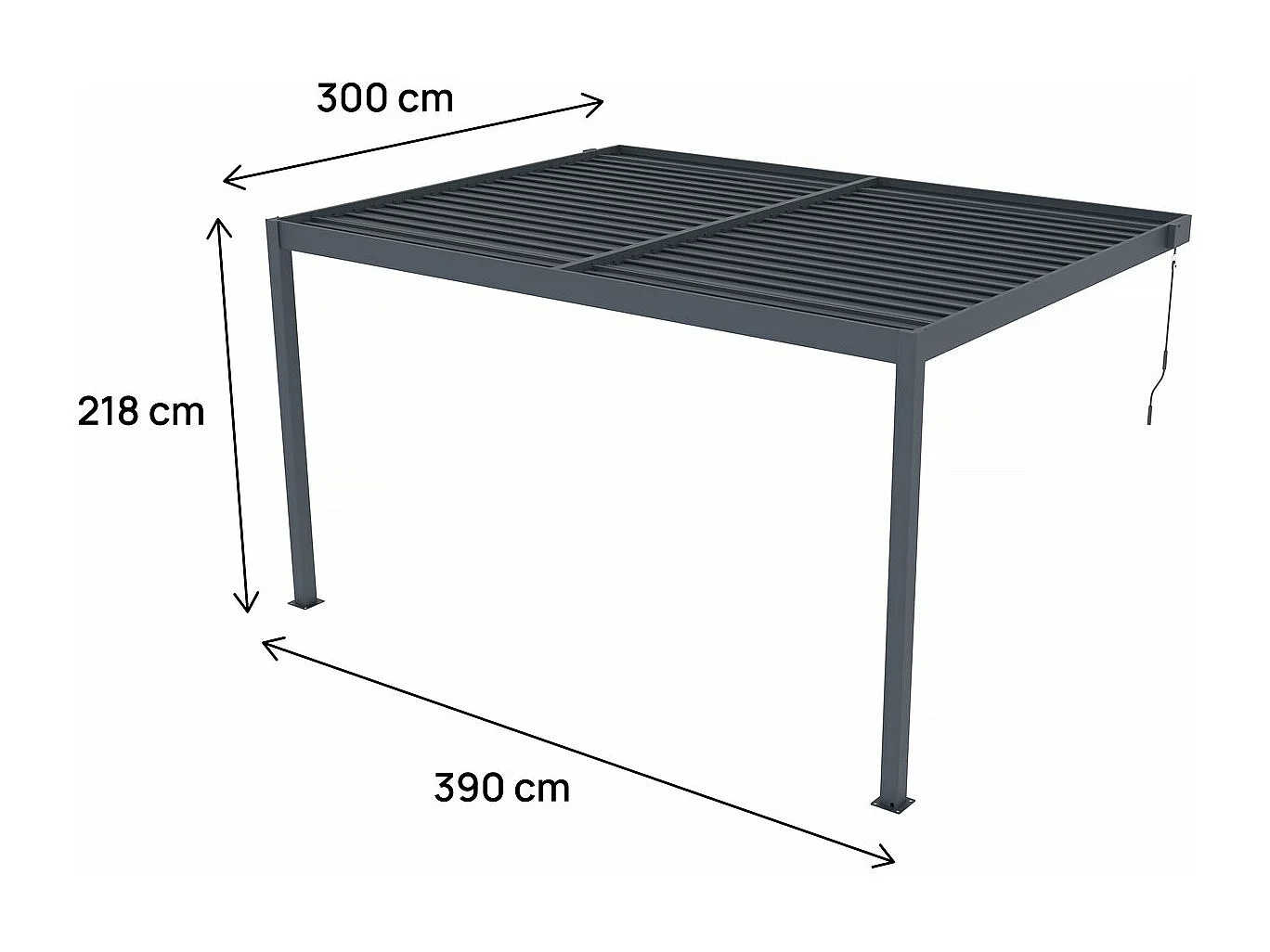 Pergola adossée en aluminium "Windsor" - Gris anthracite - 3 x 4 m