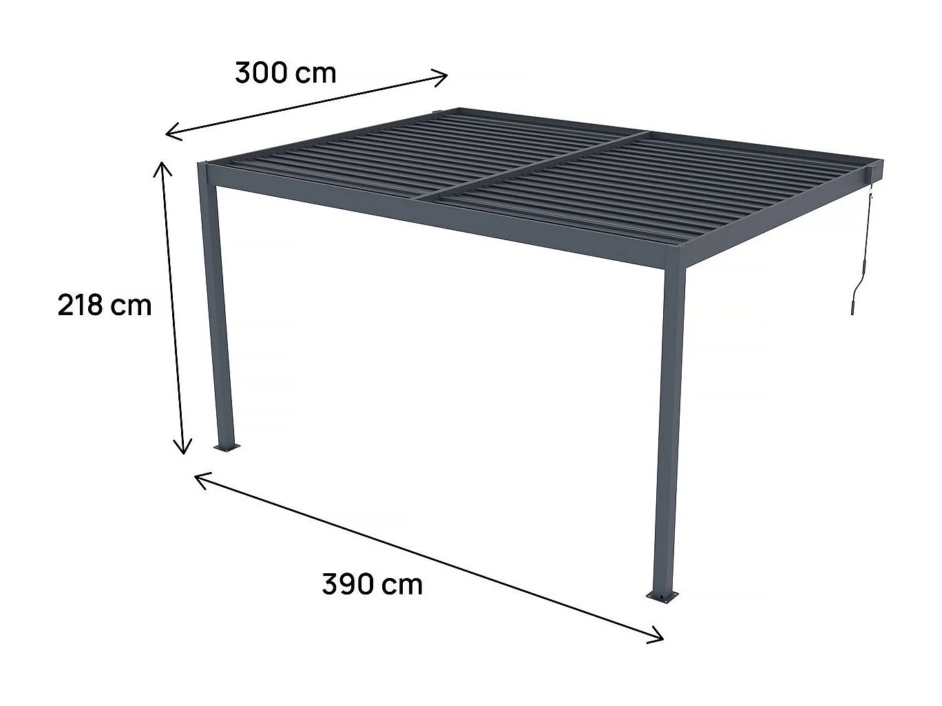 Pergola adossée en aluminium "Windsor" - Gris anthracite - 3 x 4 m