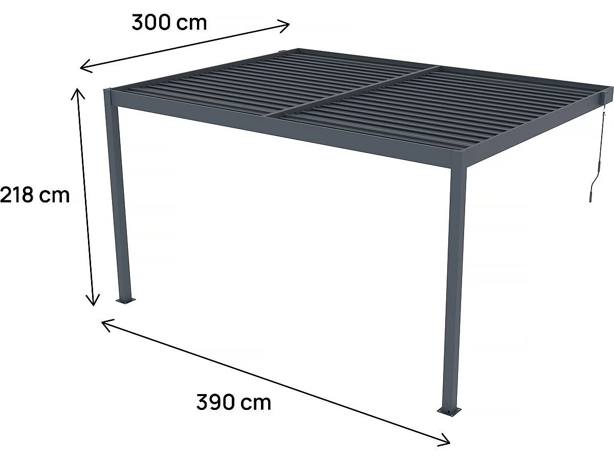 Pergola adossée en aluminium "Windsor" - Gris anthracite - 3 x 4 m