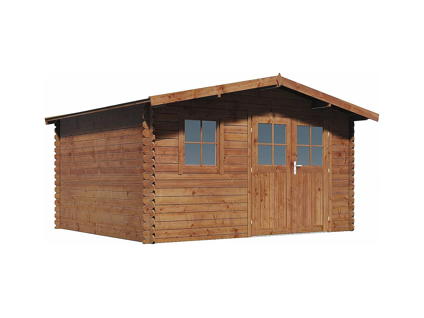 Abri de jardin en bois traité marron autoclave "Valmont" - 14 m² -28 mm