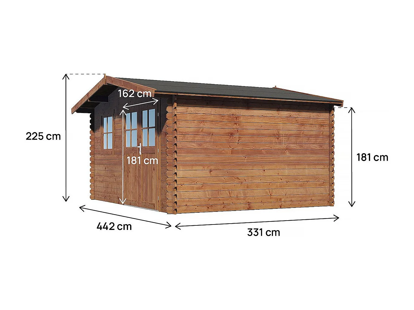 Caseta de jardín de madera marrón tratada en autoclave "Valmont" - 14 m² - 28 mm