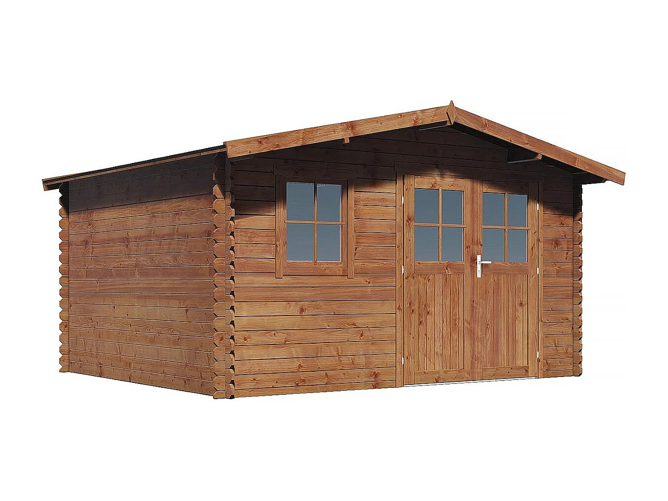 Abri de jardin en bois traité marron autoclave "Valmont" - 14 m² -28 mm