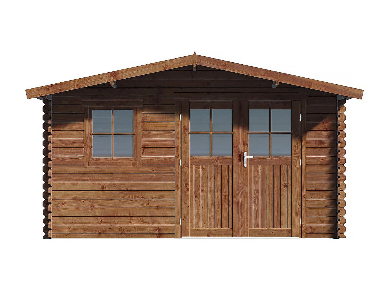 Abri de jardin en bois traité marron autoclave "Valmont" - 14 m² -28 mm