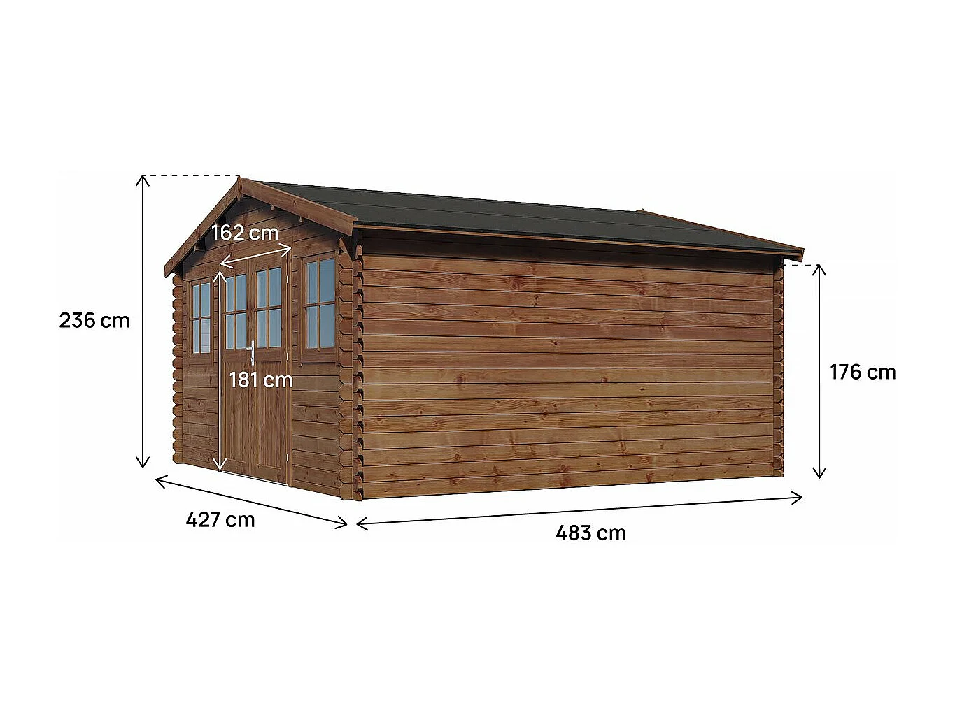 Abri de jardin bois traité autoclave marron "Lormont" - 21,2 m² - 28 mm