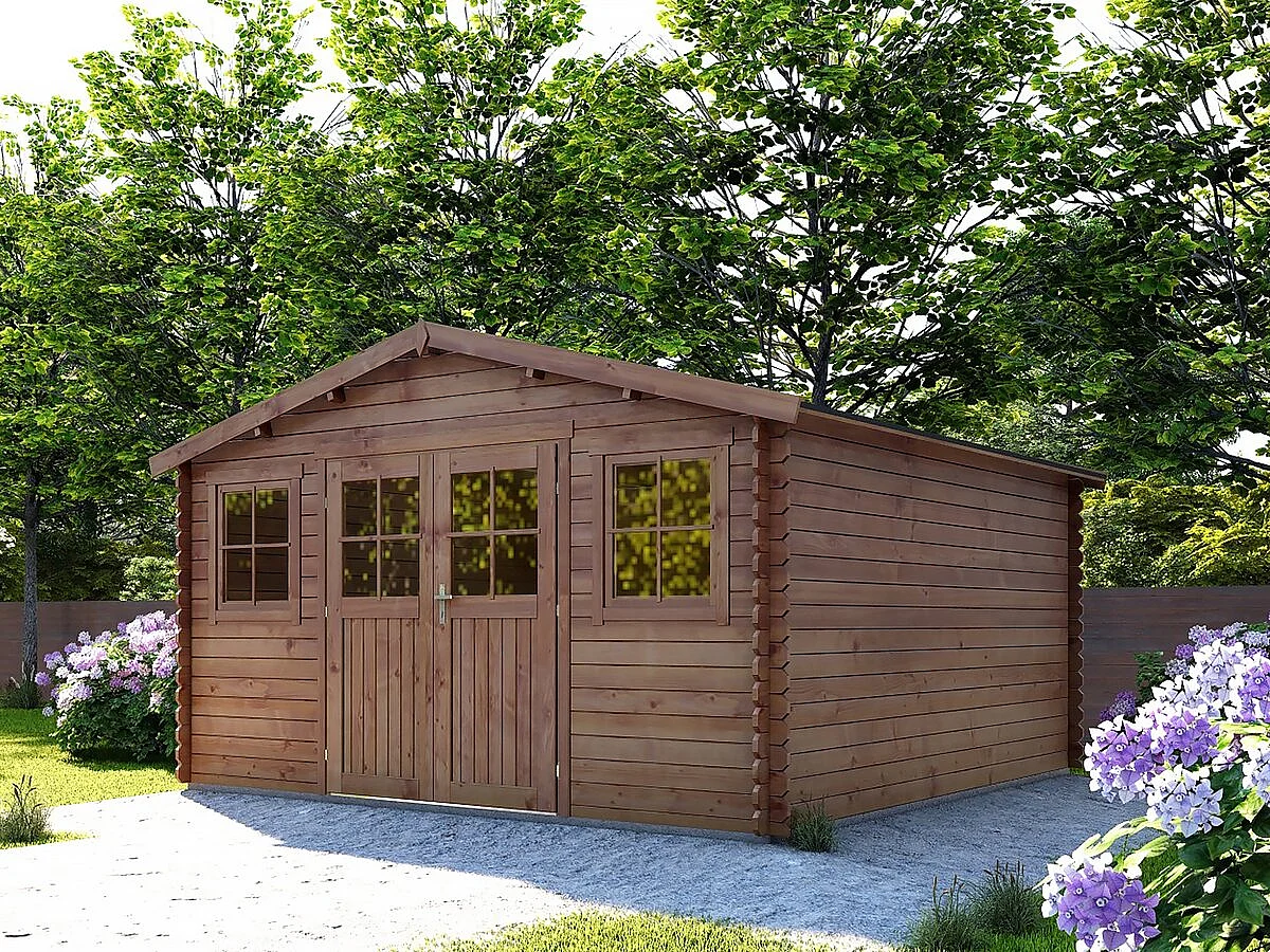 Braunes, autoklavbehandeltes Holzgartenhaus "Lormont" - 21,2 m² - 28 mm -