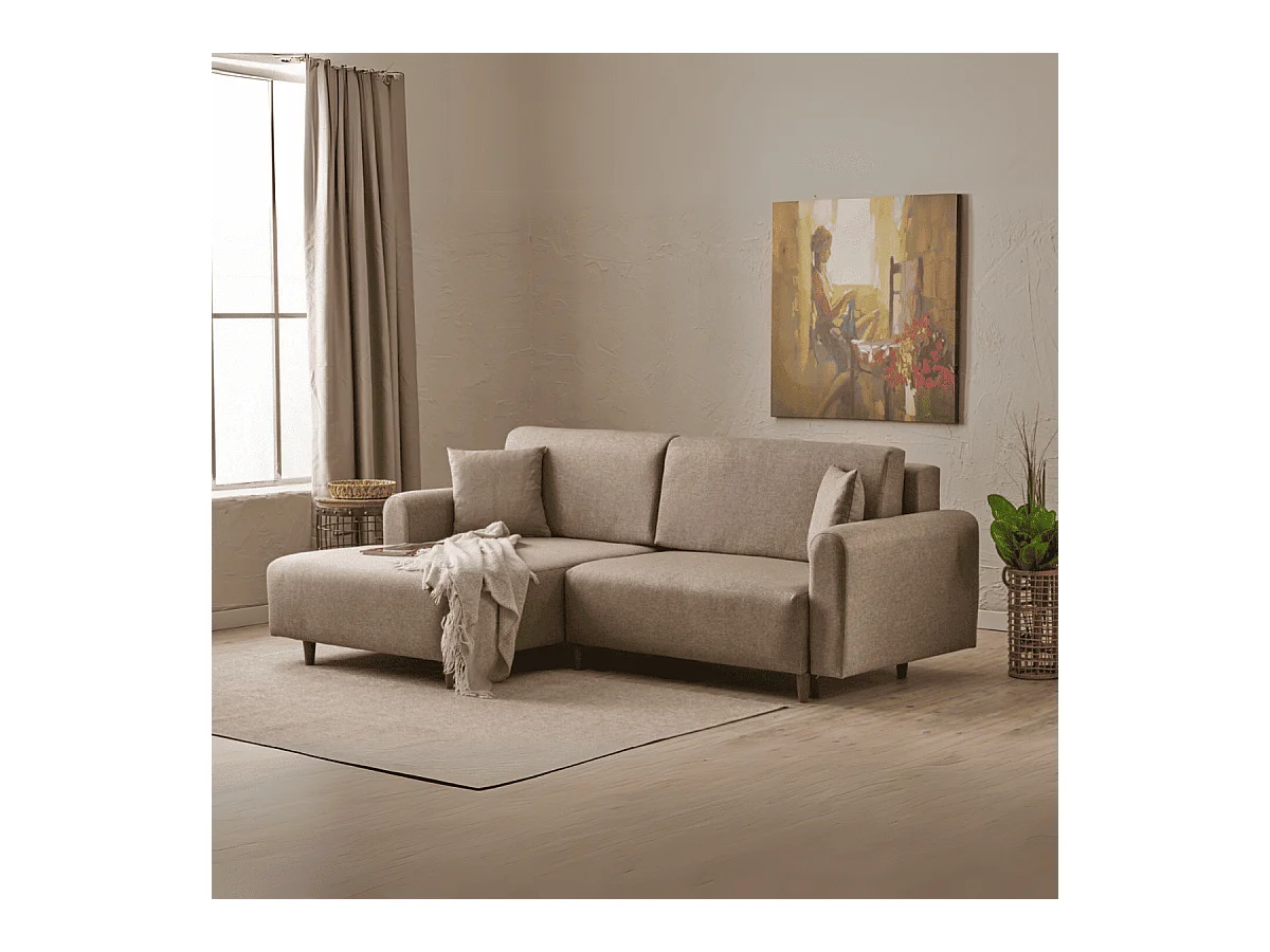 Canapé d'angle convertible méridienne à gauche en tissu L246 cm - MANE