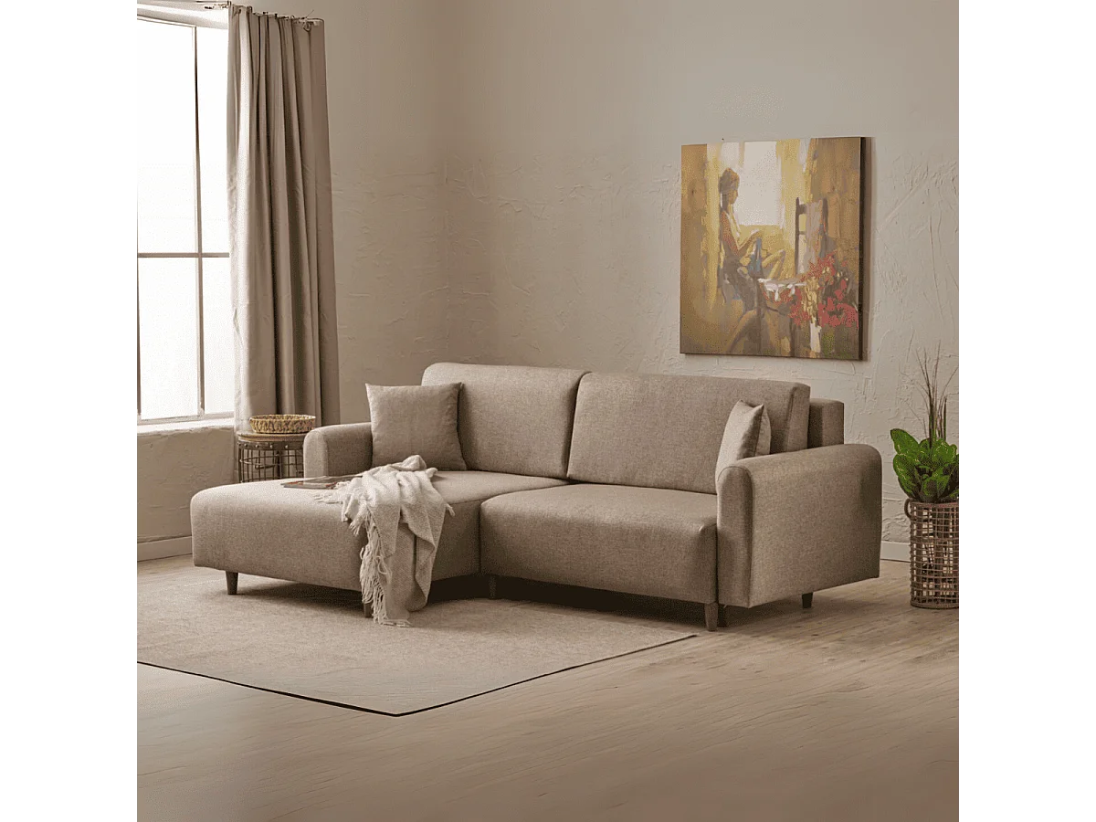 Sofá-Cama de Canto Mane Left - Castanho Elegante e Funcional