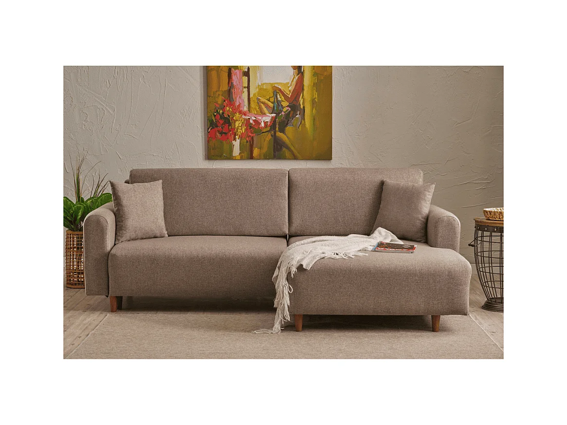 Canapé d'angle convertible méridienne à droite en tissu L246 cm - MANE