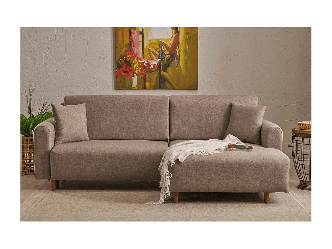 Canapé d'angle convertible méridienne à droite en tissu L246 cm - MANE