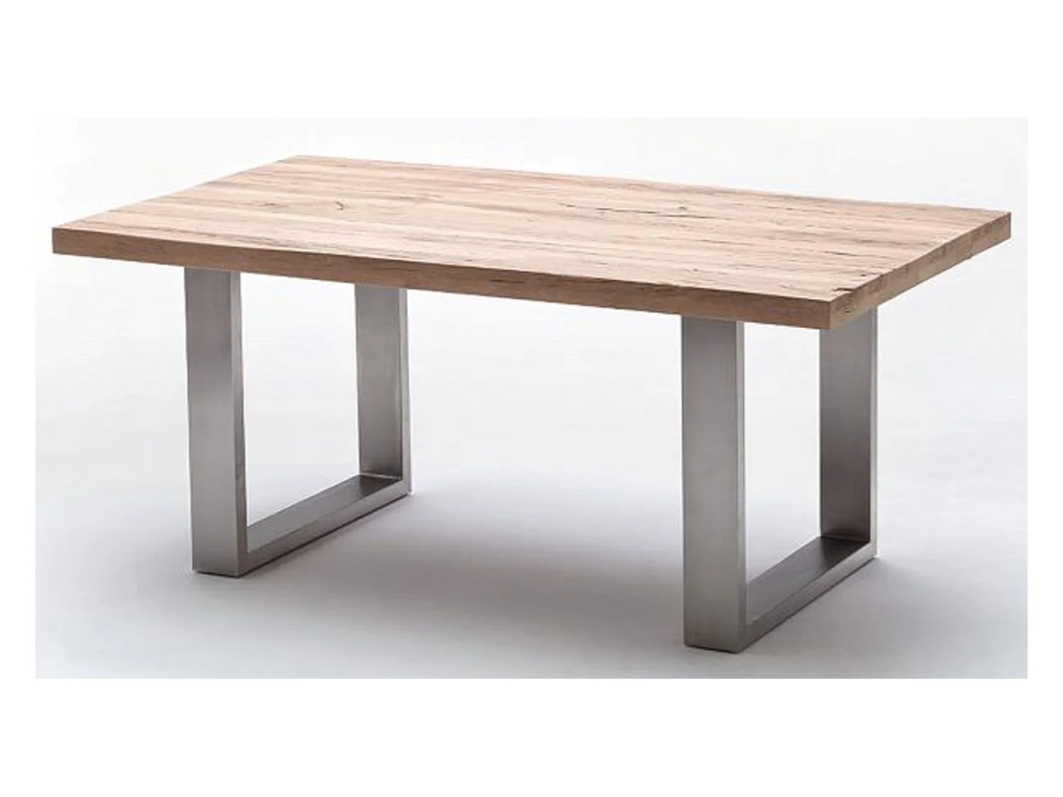Table à manger en chêne chaulé, laqué mat massif - L.220 x H.76 x P.100 cm