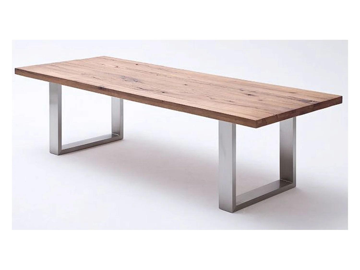 Table à manger en chêne Bassano, laqué mat massif - L.220 x H.76 x P.100 cm