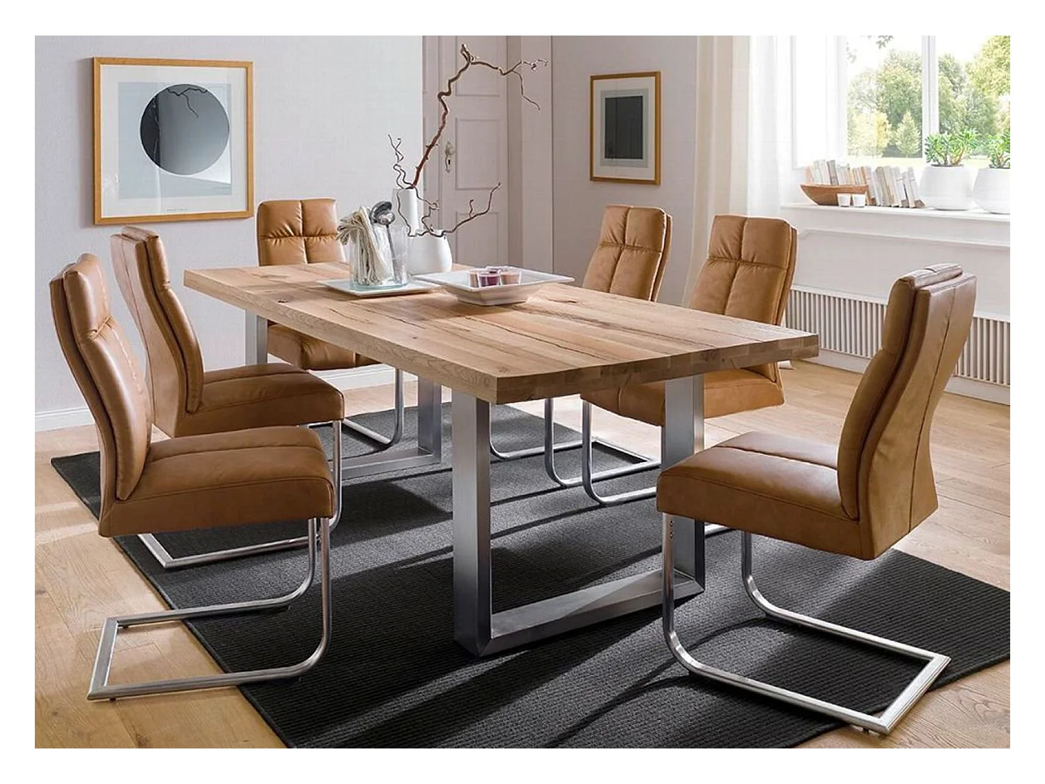 Table à manger en chêne sauvage massif - L.200 x H.76 x P.100 cm