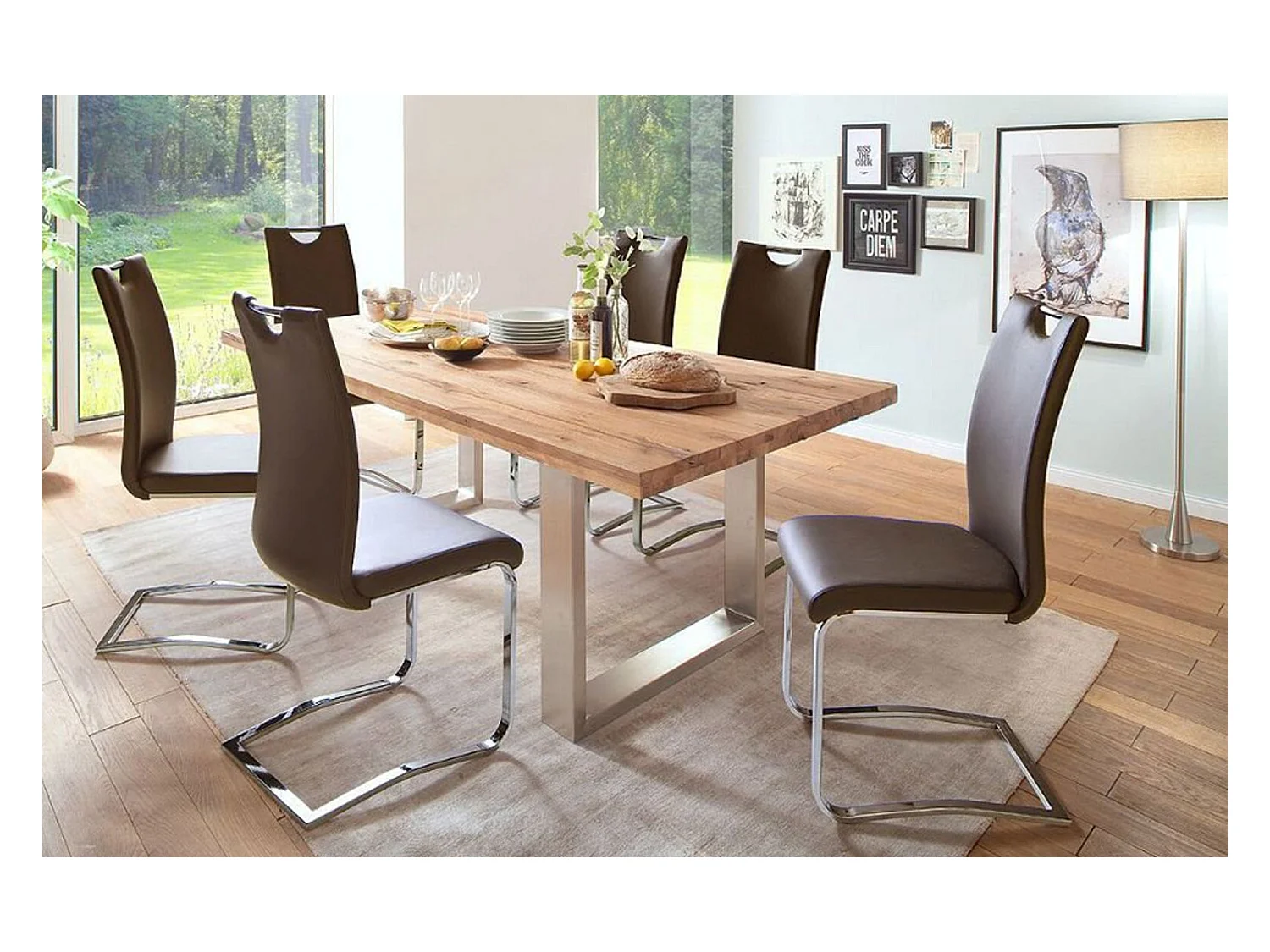 Table à manger en chêne sauvage massif - L.200 x H.76 x P.100 cm