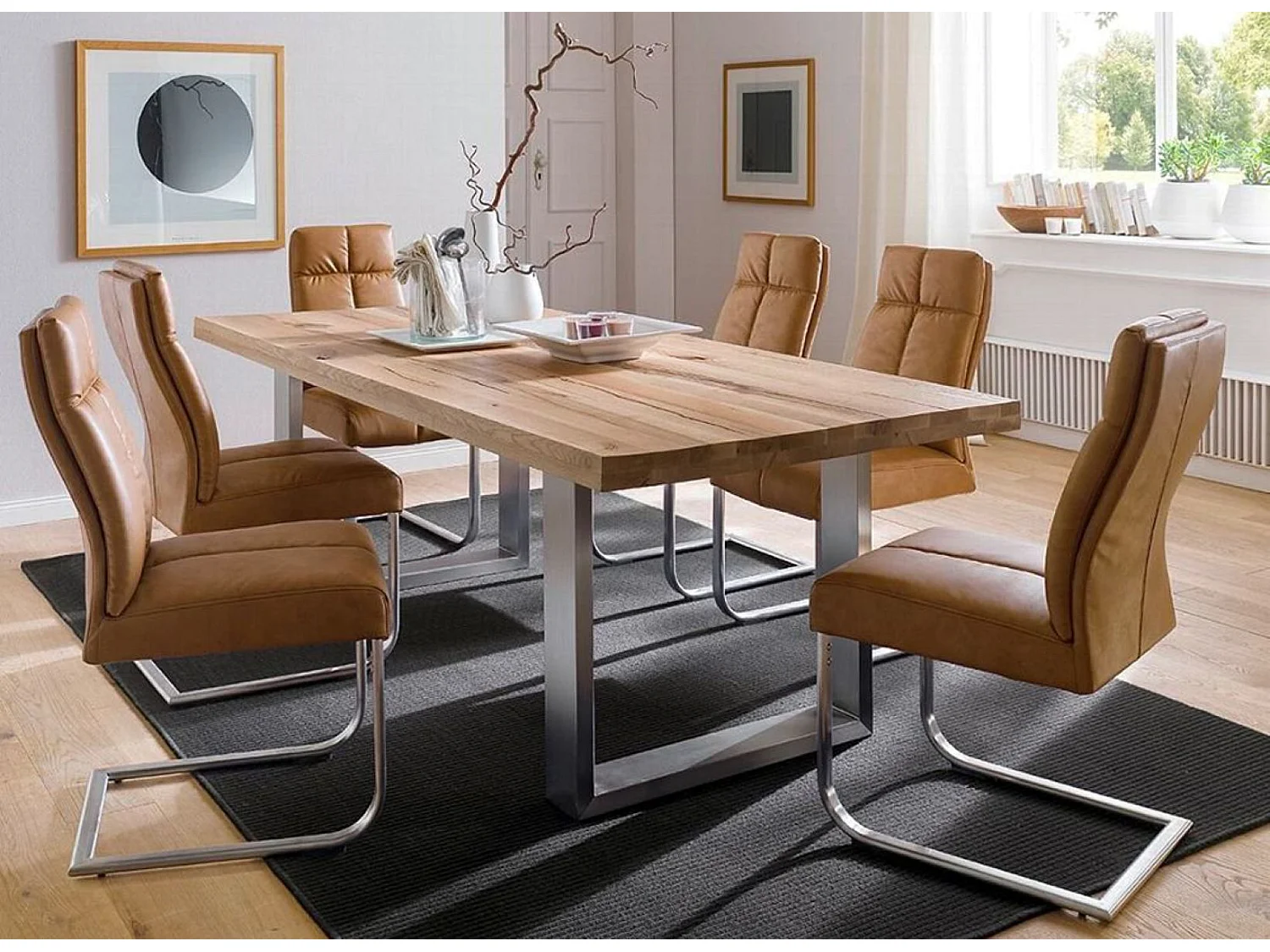 Table à manger en chêne sauvage massif - L.200 x H.76 x P.100 cm