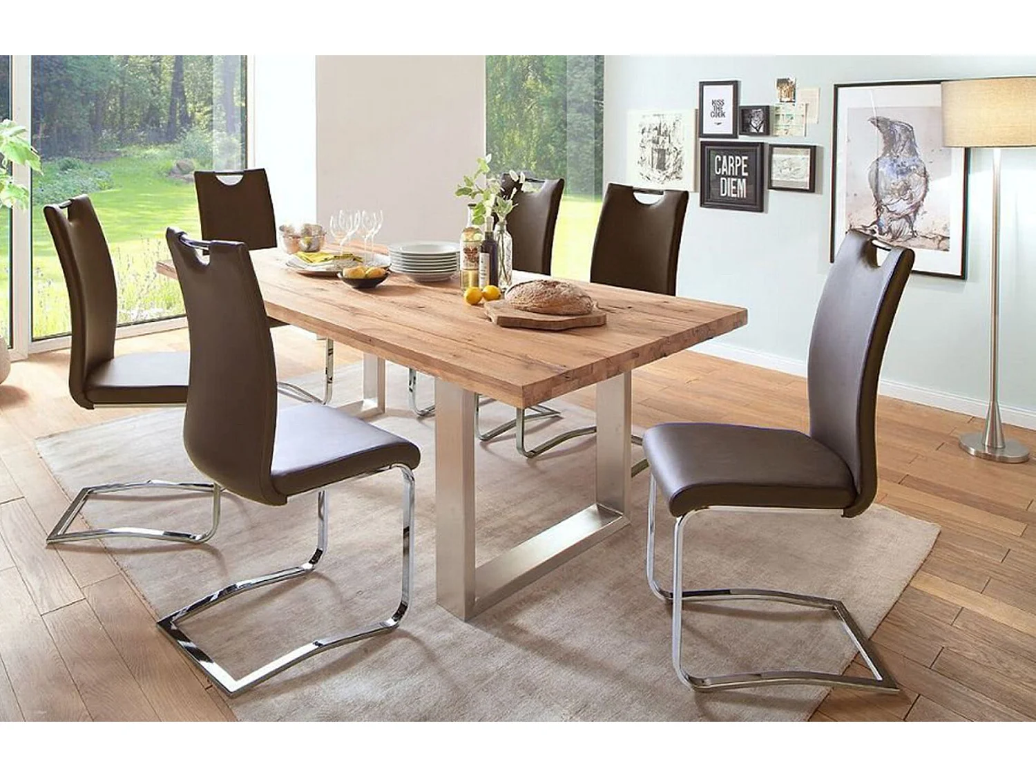 Table à manger en chêne sauvage massif - L.200 x H.76 x P.100 cm