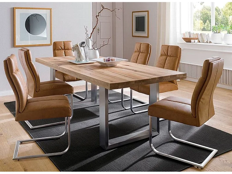 Table à manger en chêne sauvage massif - L.200 x H.76 x P.100 cm