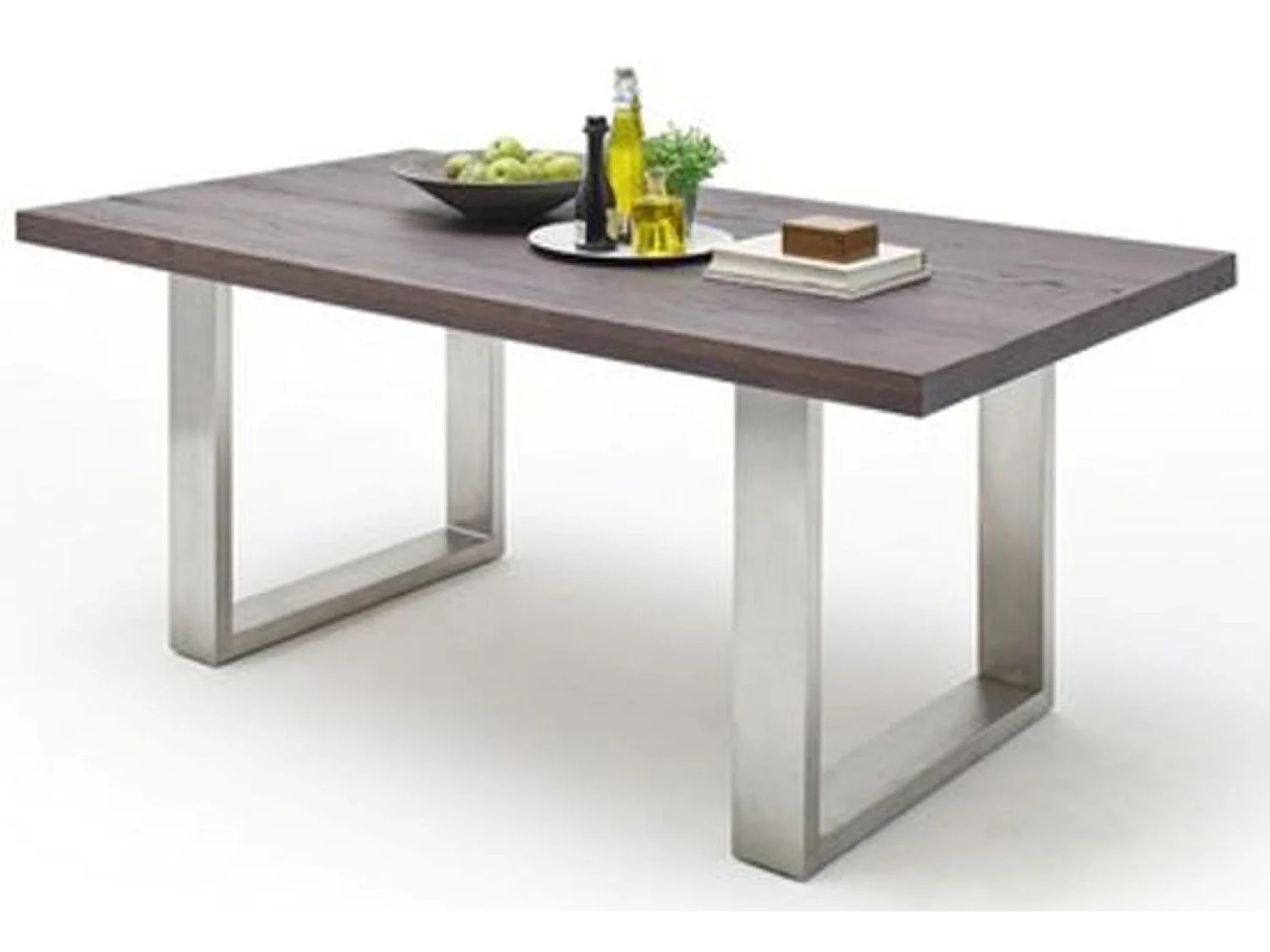 Table à manger en chêne massif teinté vielli laqué - L.180 x H.76 x P.100 cm