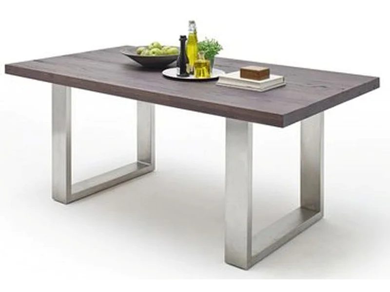 Table à manger en chêne massif teinté vielli laqué - L.180 x H.76 x P.100 cm