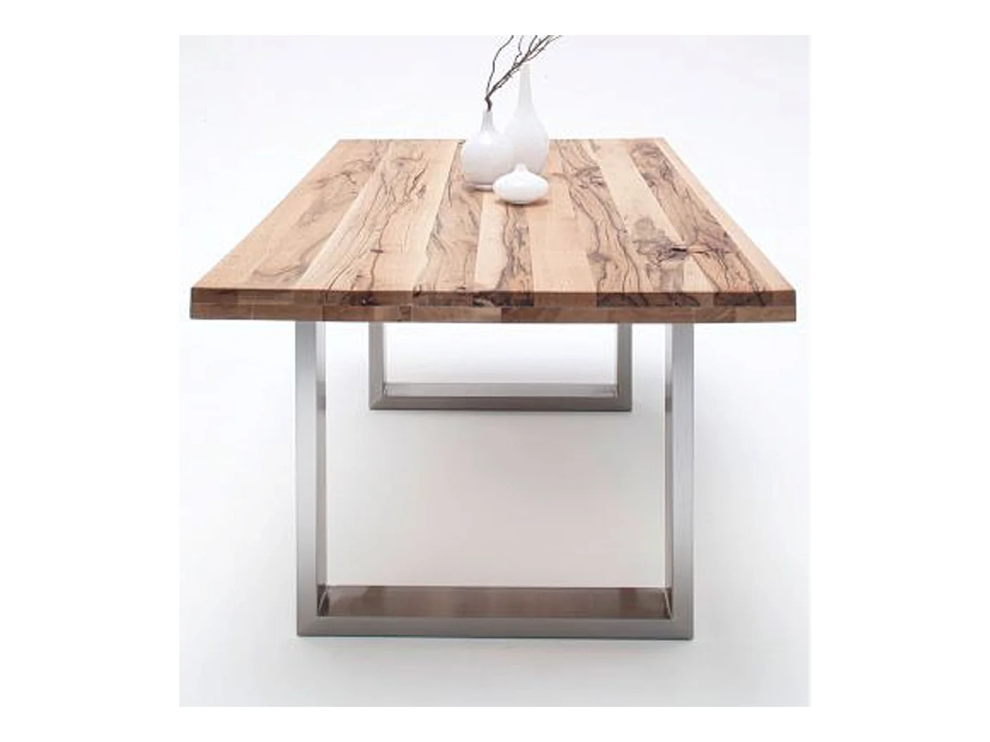 Table à manger en chêne sauvage, laqué mat massif - L.240 x H.76 x P.100 cm