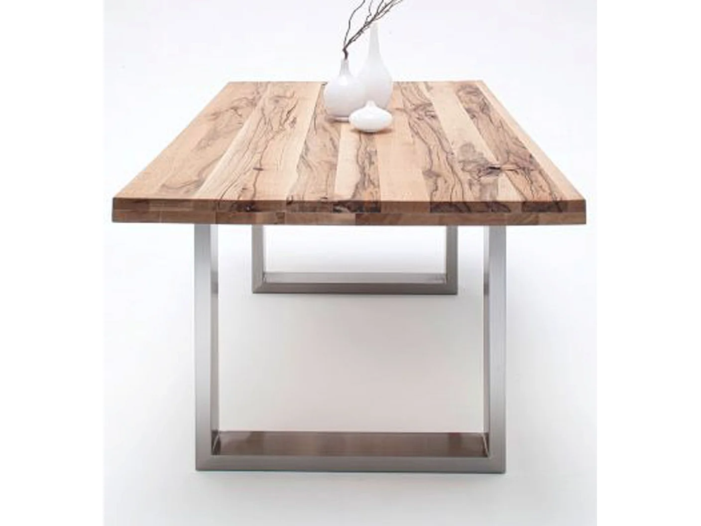 Table à manger en chêne sauvage, laqué mat massif - L.240 x H.76 x P.100 cm