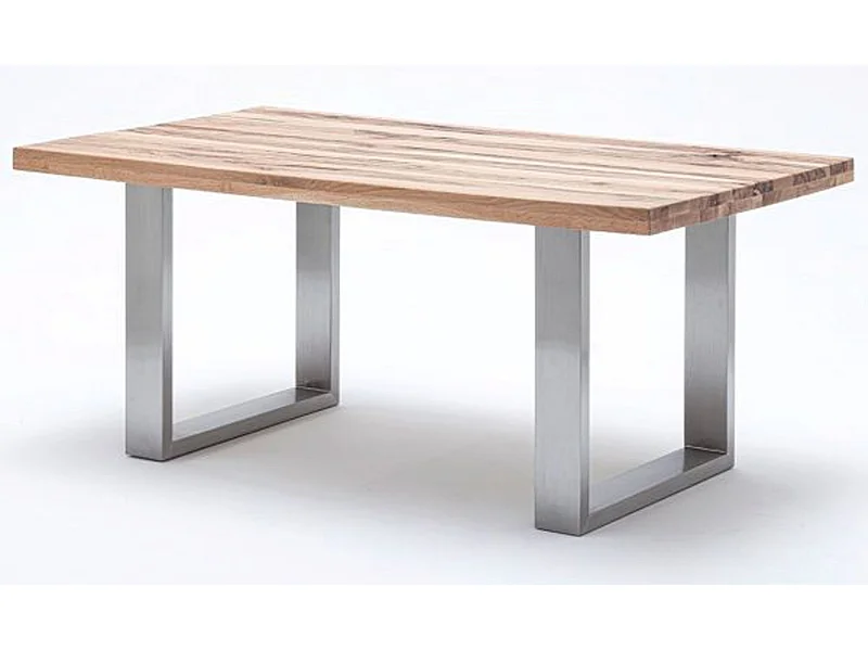 Table à manger en chêne sauvage, laqué mat massif - L.240 x H.76 x P.100 cm