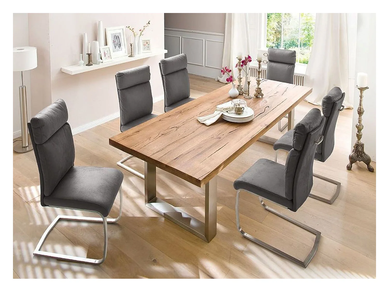 Table à manger en chêne bassano massif - L.200 x H.76 x P.100 cm