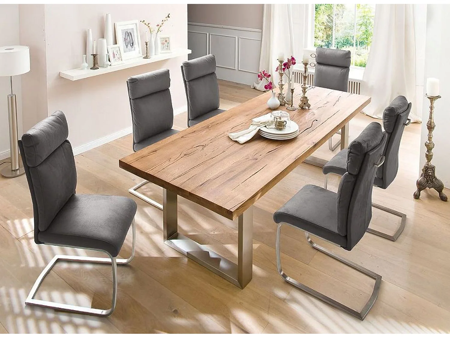 Table à manger en chêne bassano massif - L.200 x H.76 x P.100 cm