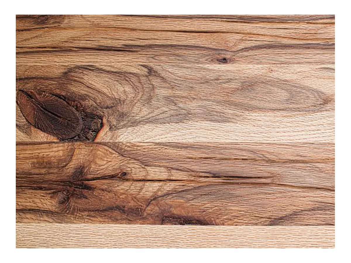 Table à manger rectangulaire en chêne sauvage laqué mat massif - L.260 x H.76 x P.100 cm