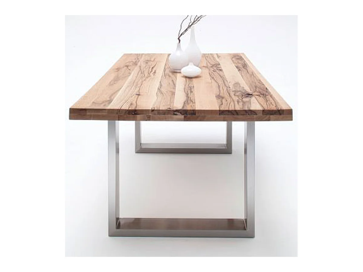 Table à manger en chêne sauvage,laqué mat massif - L.180 x H.76 x P.100 cm