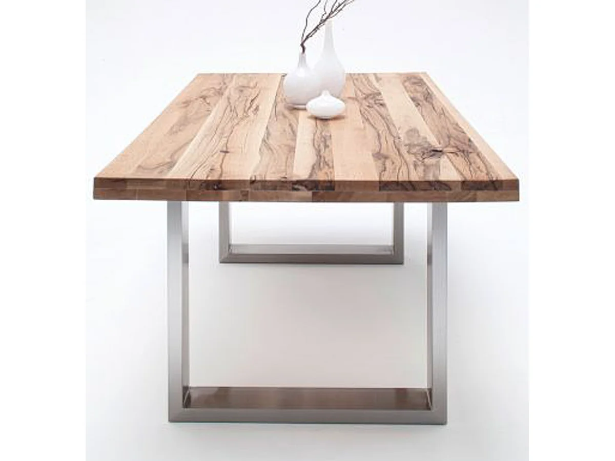 Table à manger en chêne sauvage,laqué mat massif - L.180 x H.76 x P.100 cm