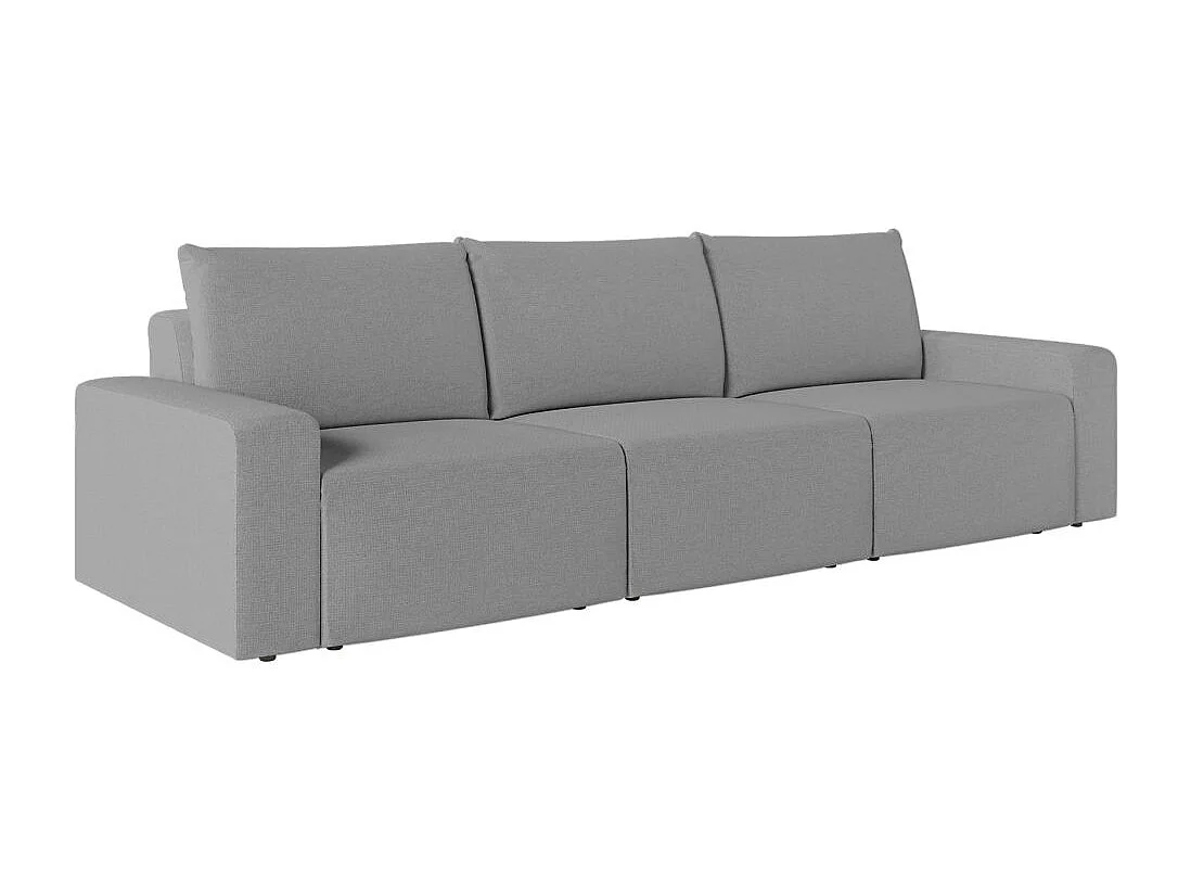 Canapé droit fixe 3 places ROMANE en tissu Easy Clean antitache - Gris