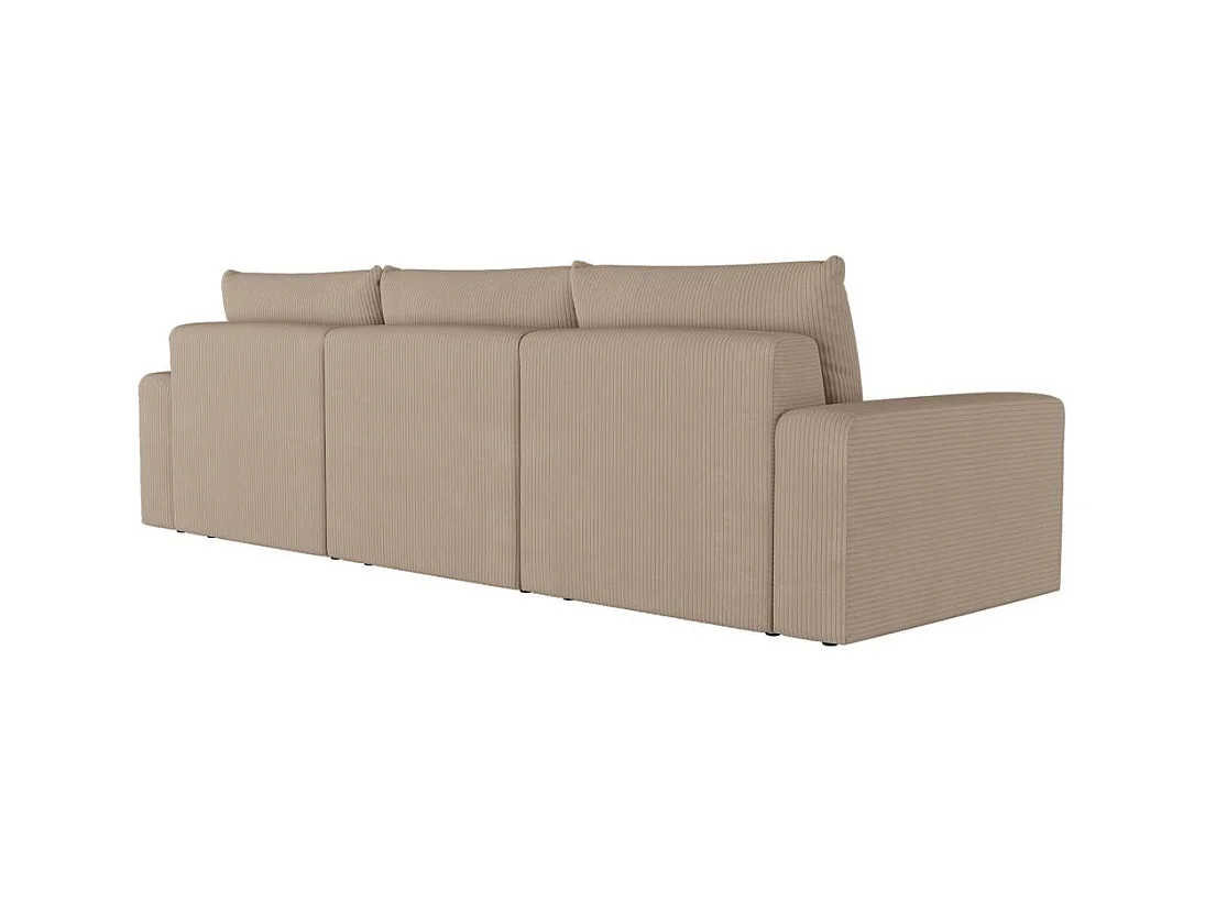 Canapé droit fixe 3 places ROMANE en velours côtelé - Taupe