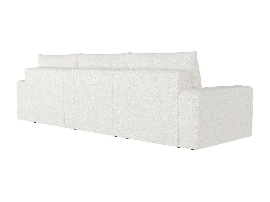 Canapé droit fixe 3 places ROMANE en tissu bouclette - Blanc