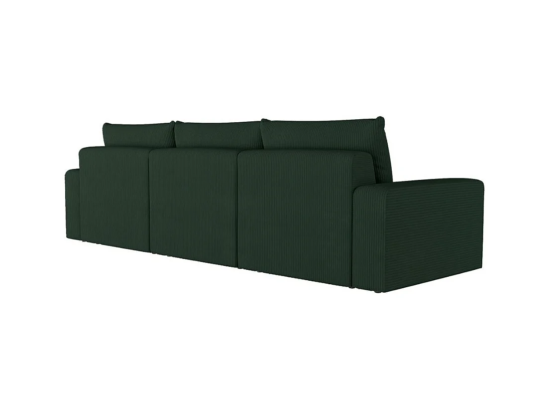 Canapé droit fixe 3 places ROMANE en velours côtelé - Vert foncé