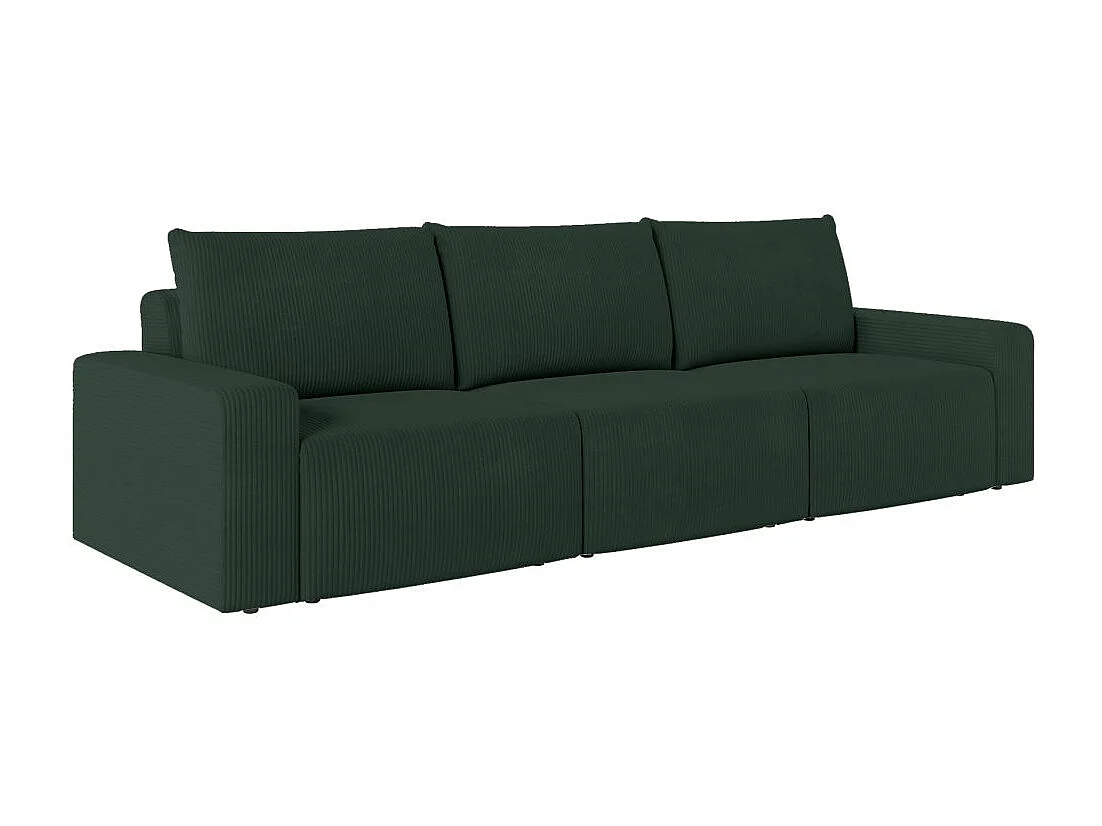 Canapé droit fixe 3 places ROMANE en velours côtelé - Vert foncé