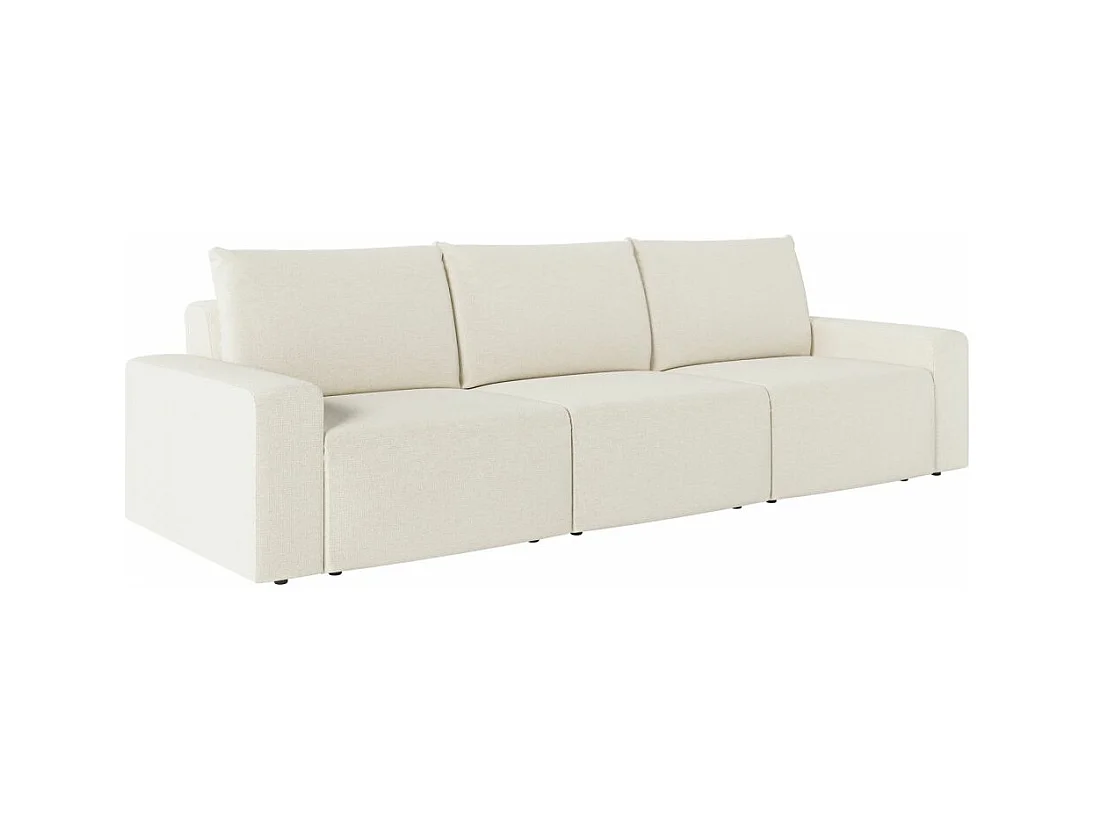 Canapé droit fixe 3 places ROMANE en tissu Easy Clean antitache - Beige