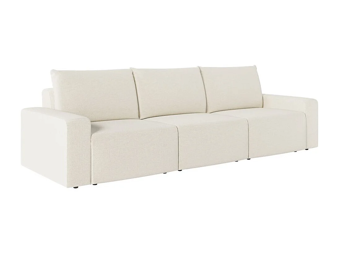 Canapé droit fixe 3 places ROMANE en tissu Easy Clean antitache - Beige