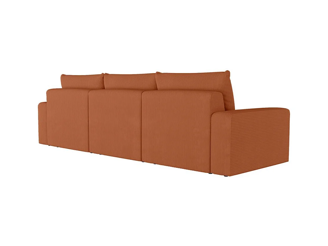 Canapé droit fixe 3 places ROMANE en velours côtelé - Terracotta