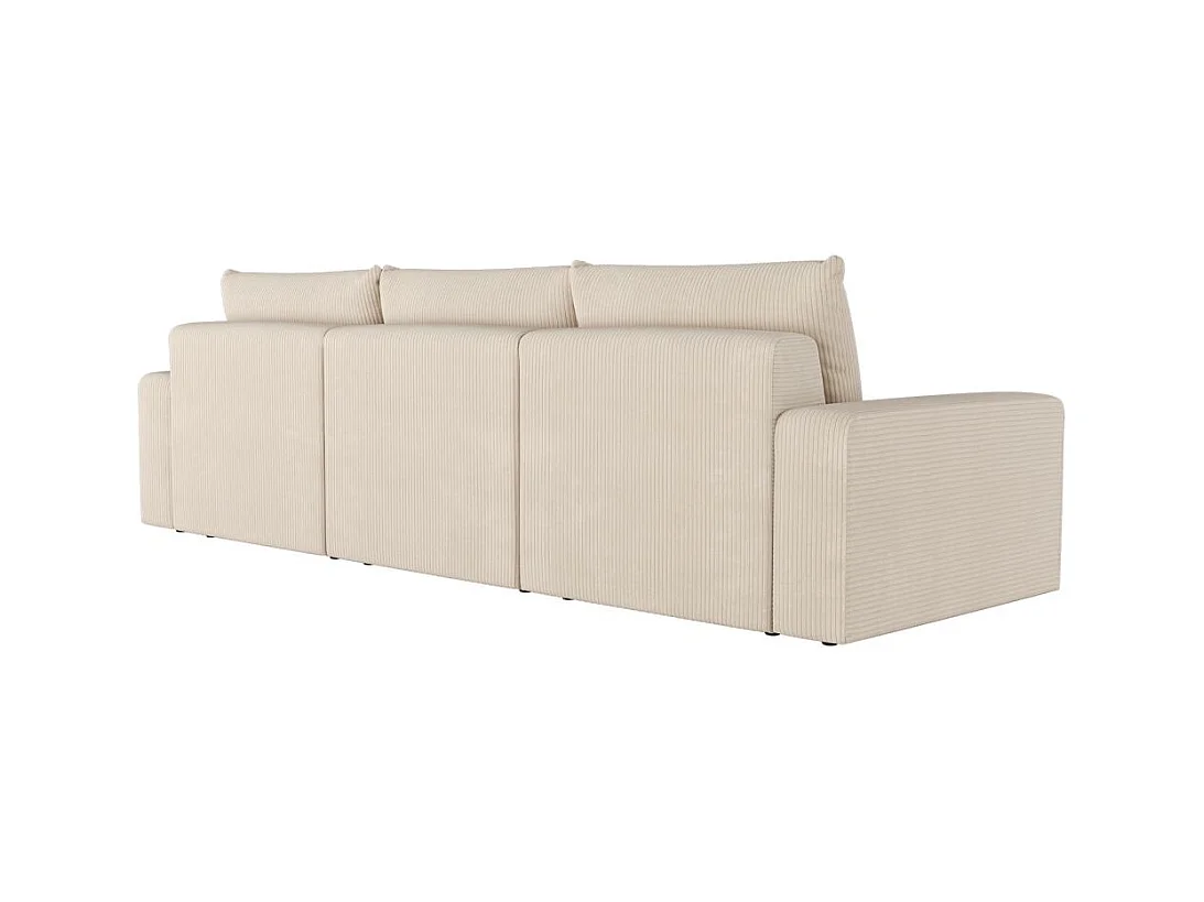Canapé droit fixe 3 places ROMANE en velours côtelé - Beige