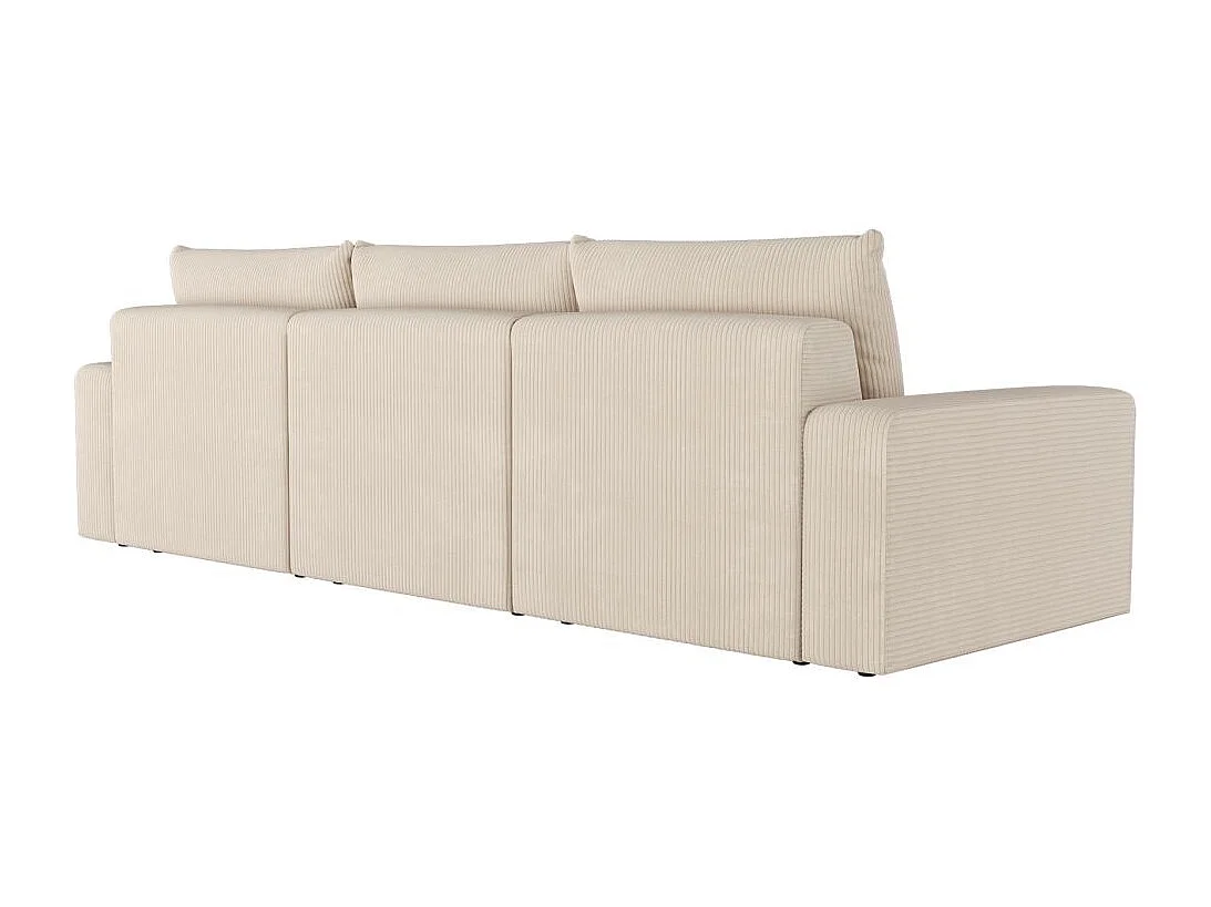 Canapé droit fixe 3 places ROMANE en velours côtelé - Beige