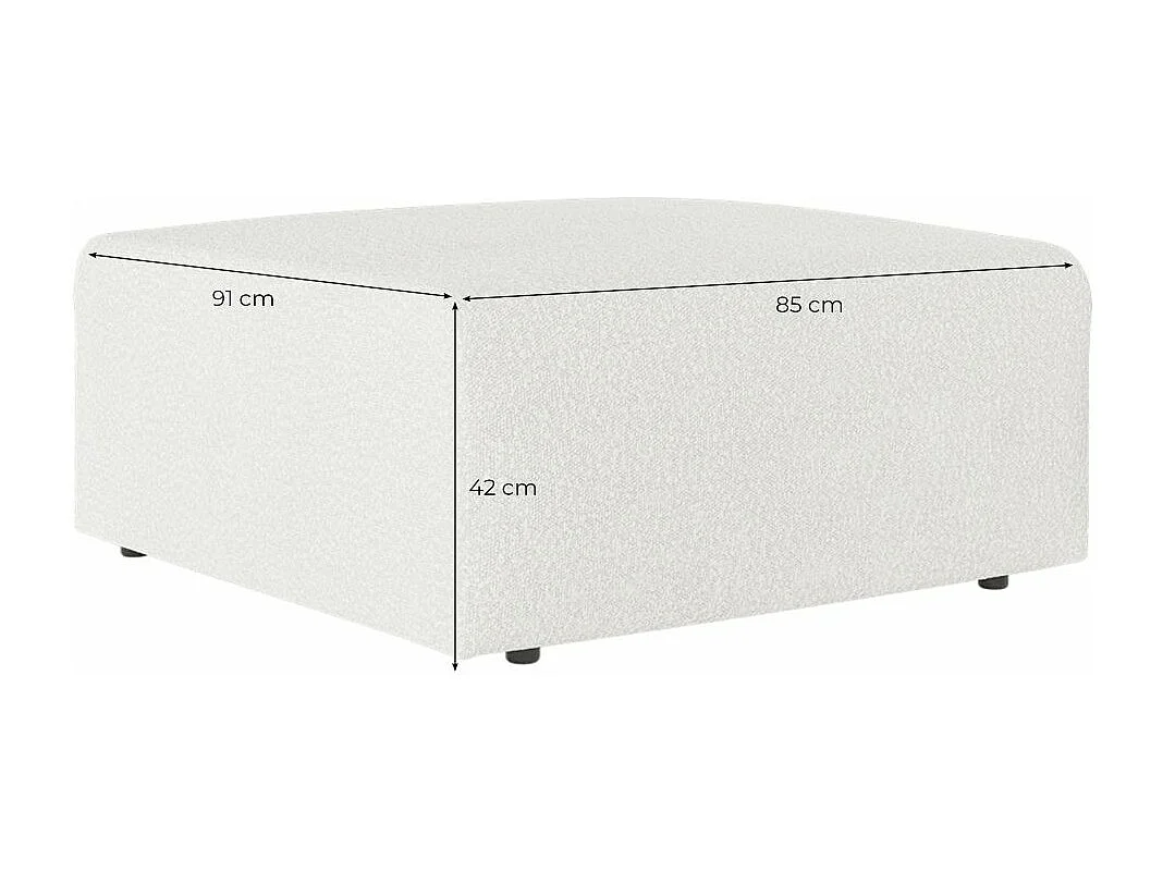 Pouf ROMANE en tissu bouclette - Blanc