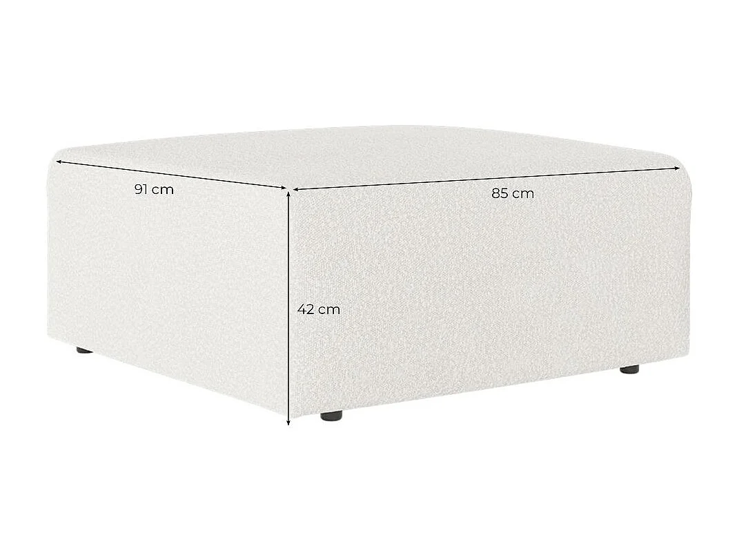 Pouf ROMANE en tissu bouclette - Blanc