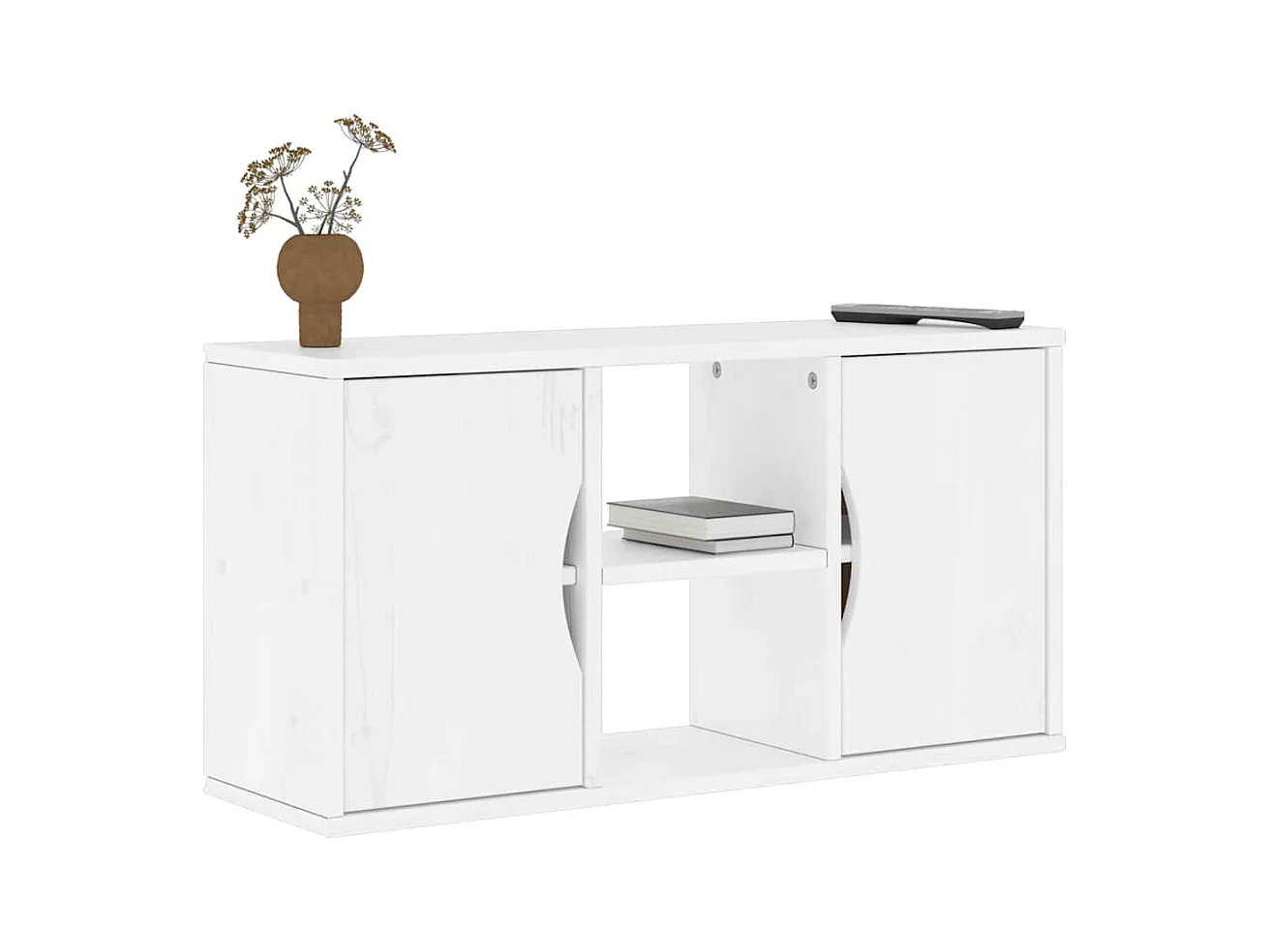 Meuble TV ODDA blanc 79x24x40 cm bois massif pin